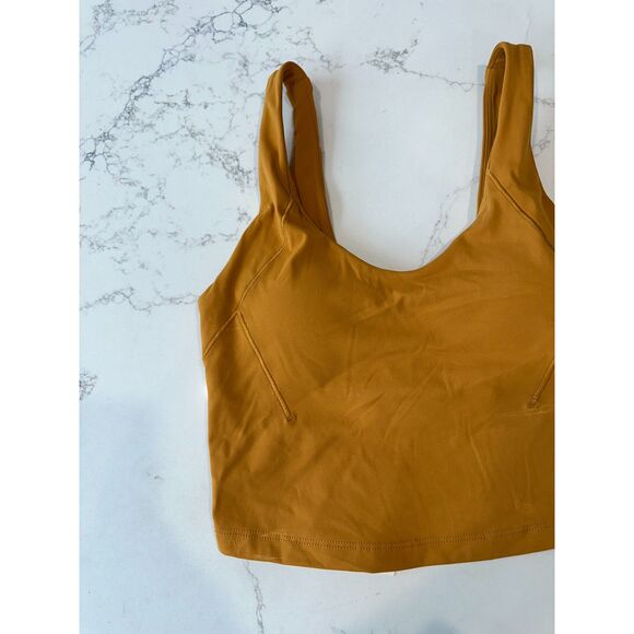 NWT Calia Inspire Scoop Neck Cropped Bra Tank Dark Gold Size XS - Picture 2 of 10